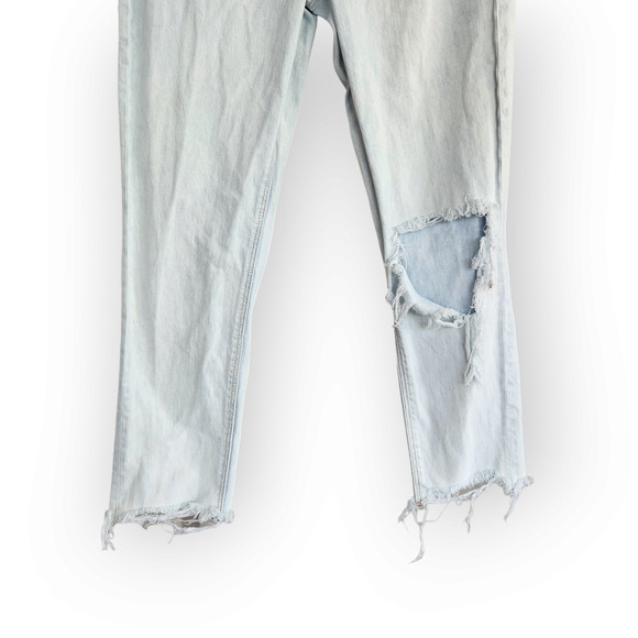 American Eagle Light Wash Ripped High Waisted Mom Jeans 4 - Picture 2 of 9